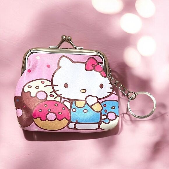 Pink Hello Kitty Donut Keychain Coin Purse NWOT - Picture 1 of 2